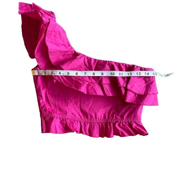 Leni Ruffle Top in Hot Pink Show Me Your Mumu Size S - Picture 11 of 13